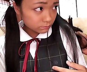 Tiny busty japanese schoolgirl clit stimulated